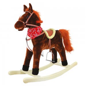 Houpací kůň plyš, střední, tm.hnědý