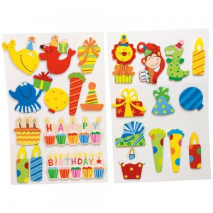 Dřevěné naroz.nálepky, 10 ks