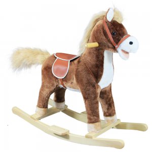 Houpací kůň plyš, střední, hnědý